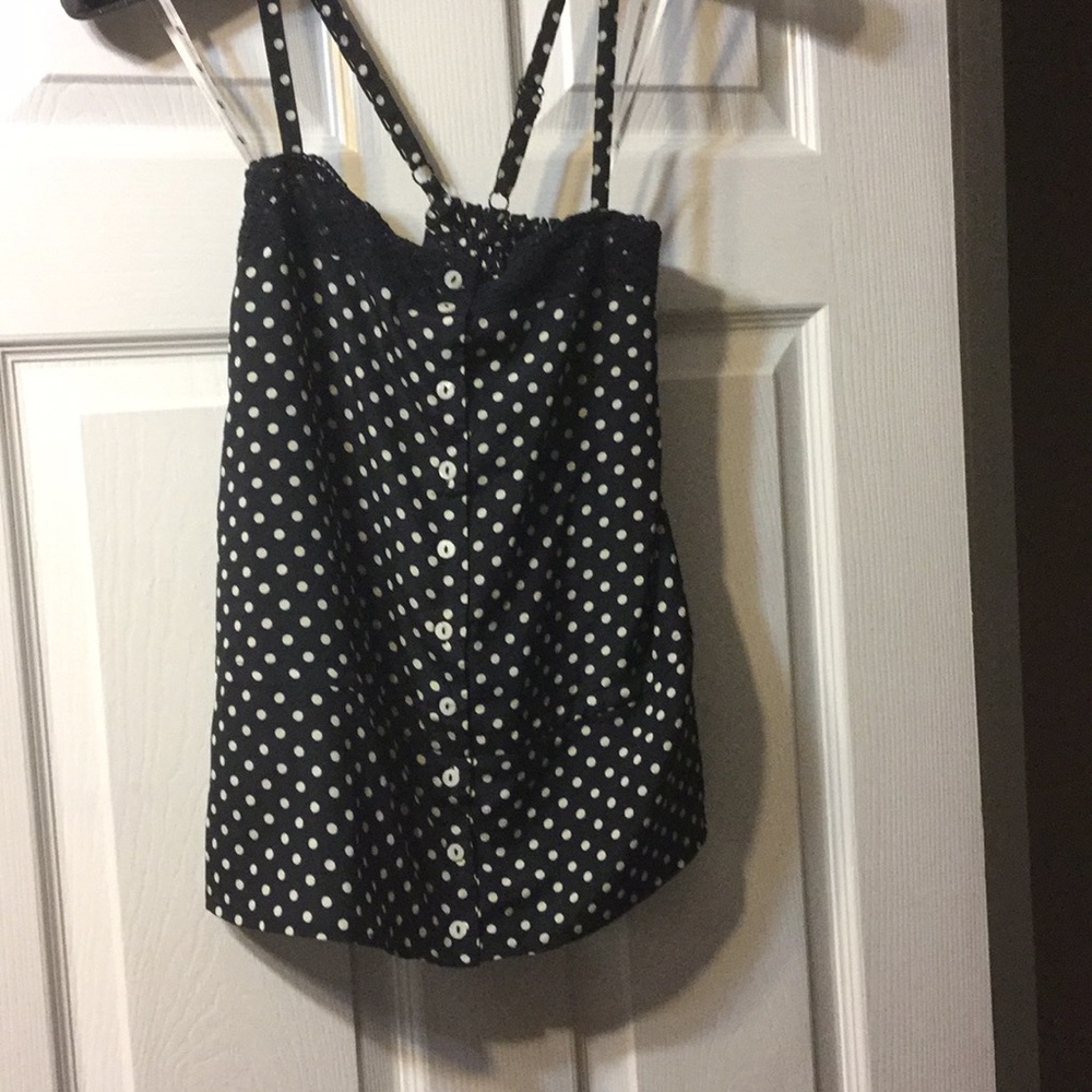 M cross strap spaghetti strap polka dot top